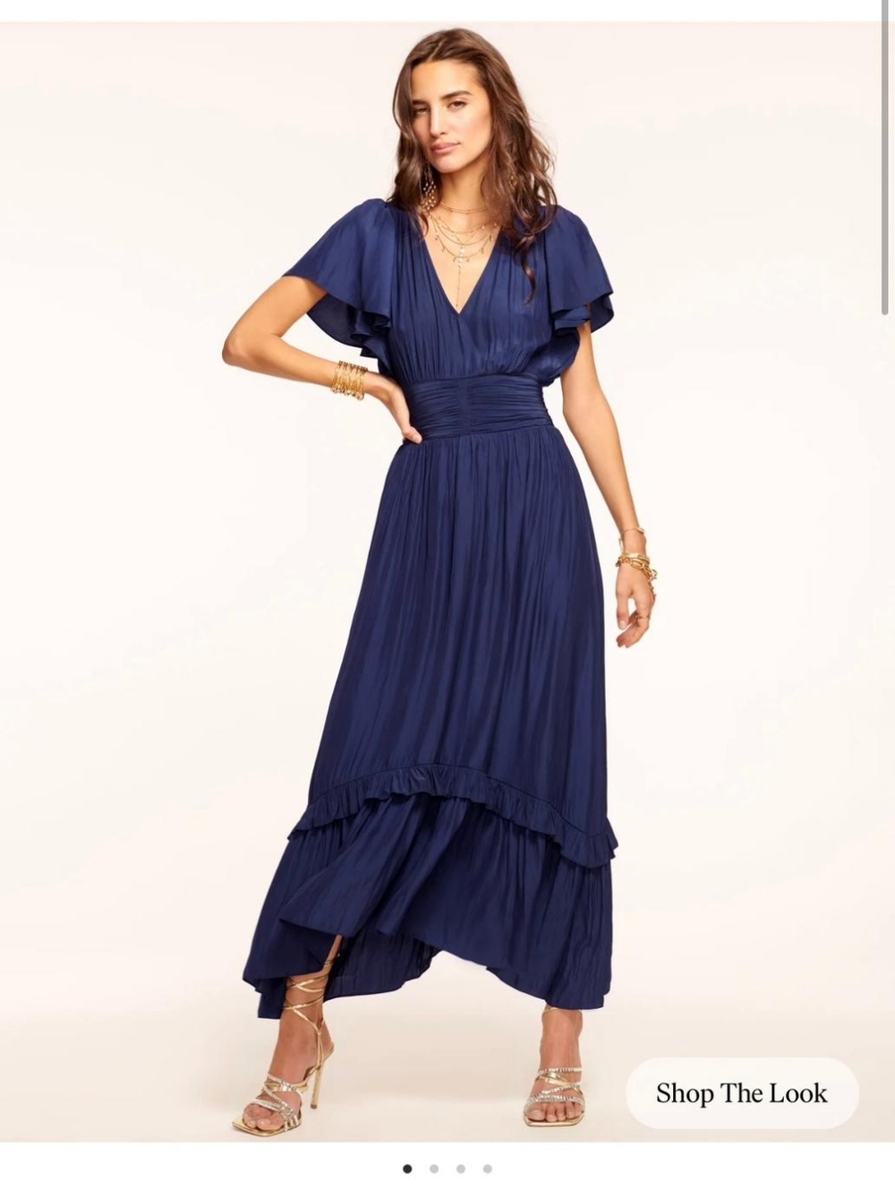 NWT Ramy Brook Navy BLUE V-Neck High-Low Maxi Dress. M